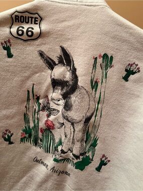 Vintage Esy women’s XXL white Cardigani Made USA cactus donkey Route 66
